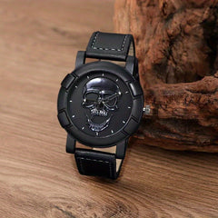 Hiphop Men's Watch Skull Pattern Quartz Wristwatch Set