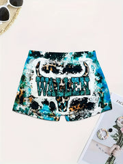 WALLEN Graphic Print Skinny Shorts for Women