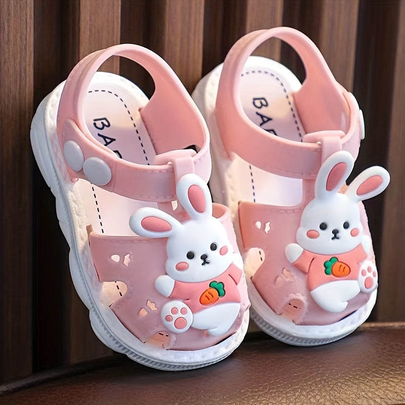 Cartoon Rabbit Hook And Loop Sandals Lightweight Non Slip Comfy Walking Shoes