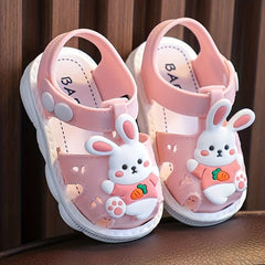 Cartoon Rabbit Hook And Loop Sandals Lightweight Non Slip Comfy Walking Shoes