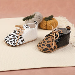 Leopard Print Lace Up Sneakers for Baby Girls