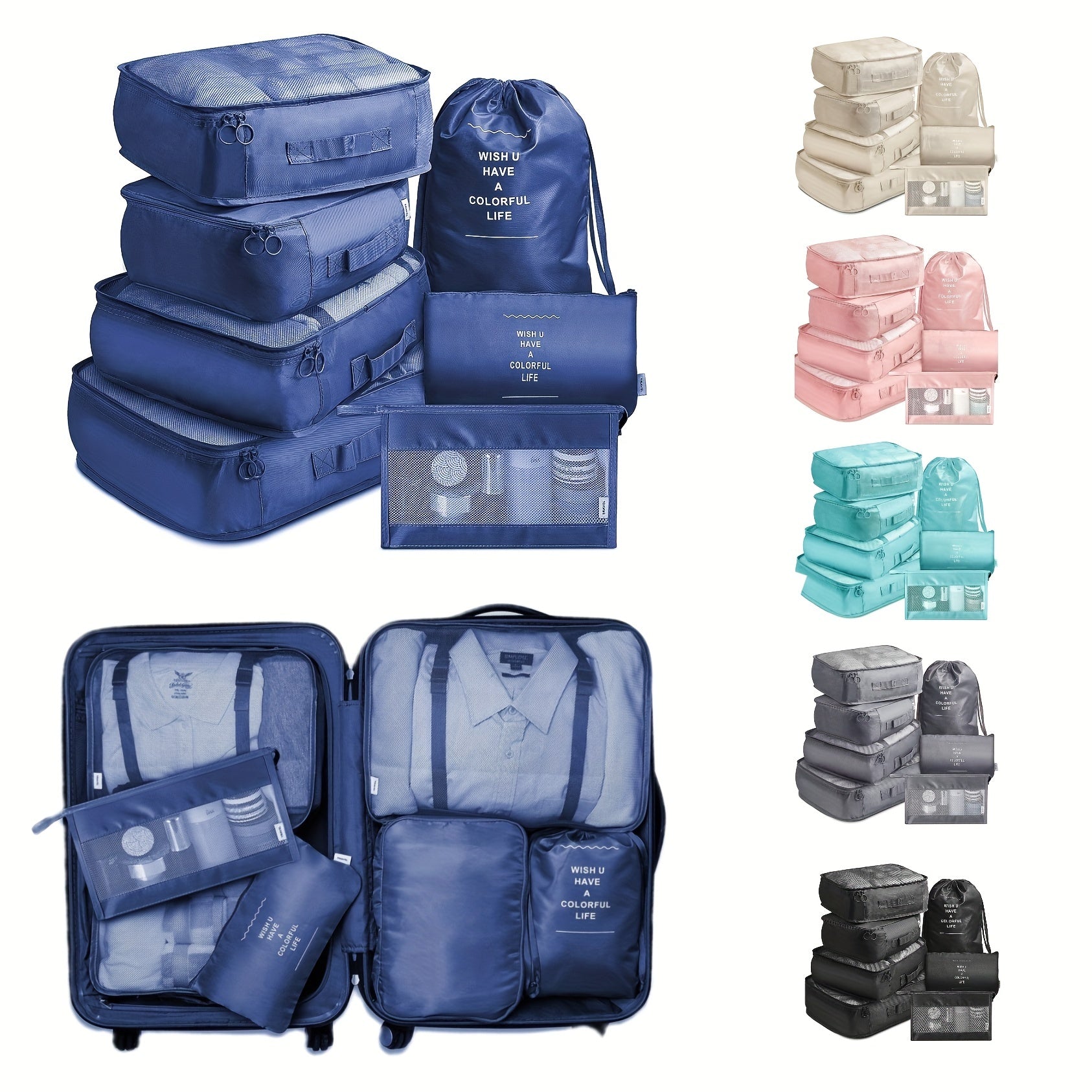 7-Piece Travel Storage Bag Set for Clothes Luggage Sorting