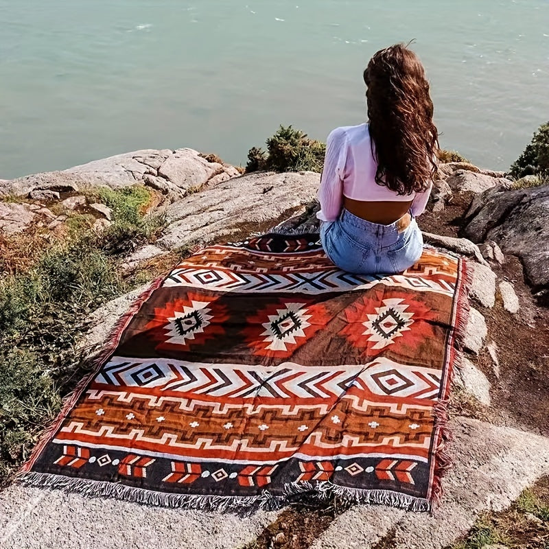 Ethnic Vintage Picnic Mat Machine Washable for Camping Beach Sofa RV