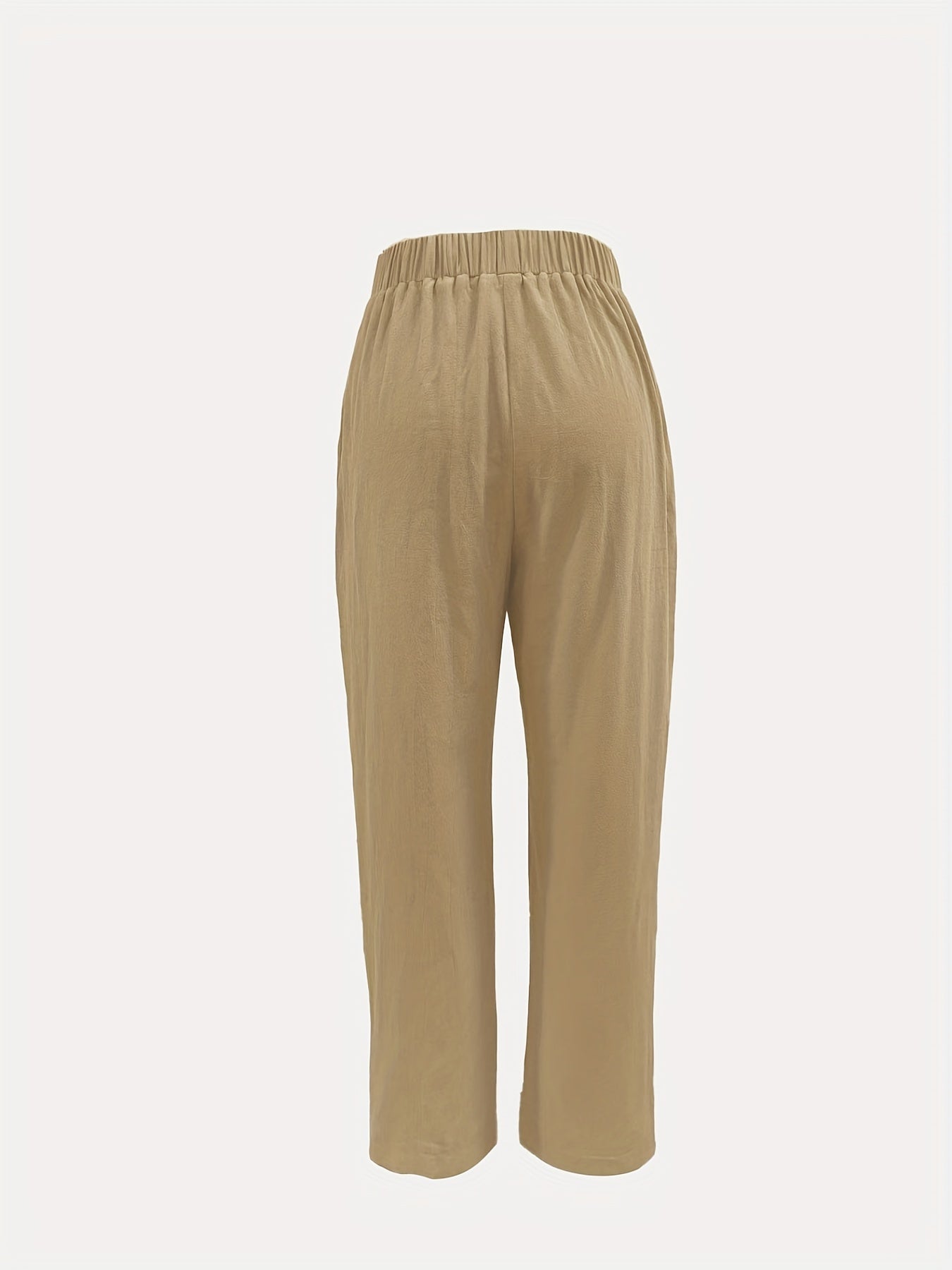 Solid Drawstring Straight Leg Pants for Spring & Summer