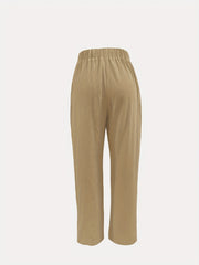 Solid Drawstring Straight Leg Pants for Spring & Summer