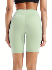 Solid Fitness Yoga Shorts High Waist Quick Drying Pocket