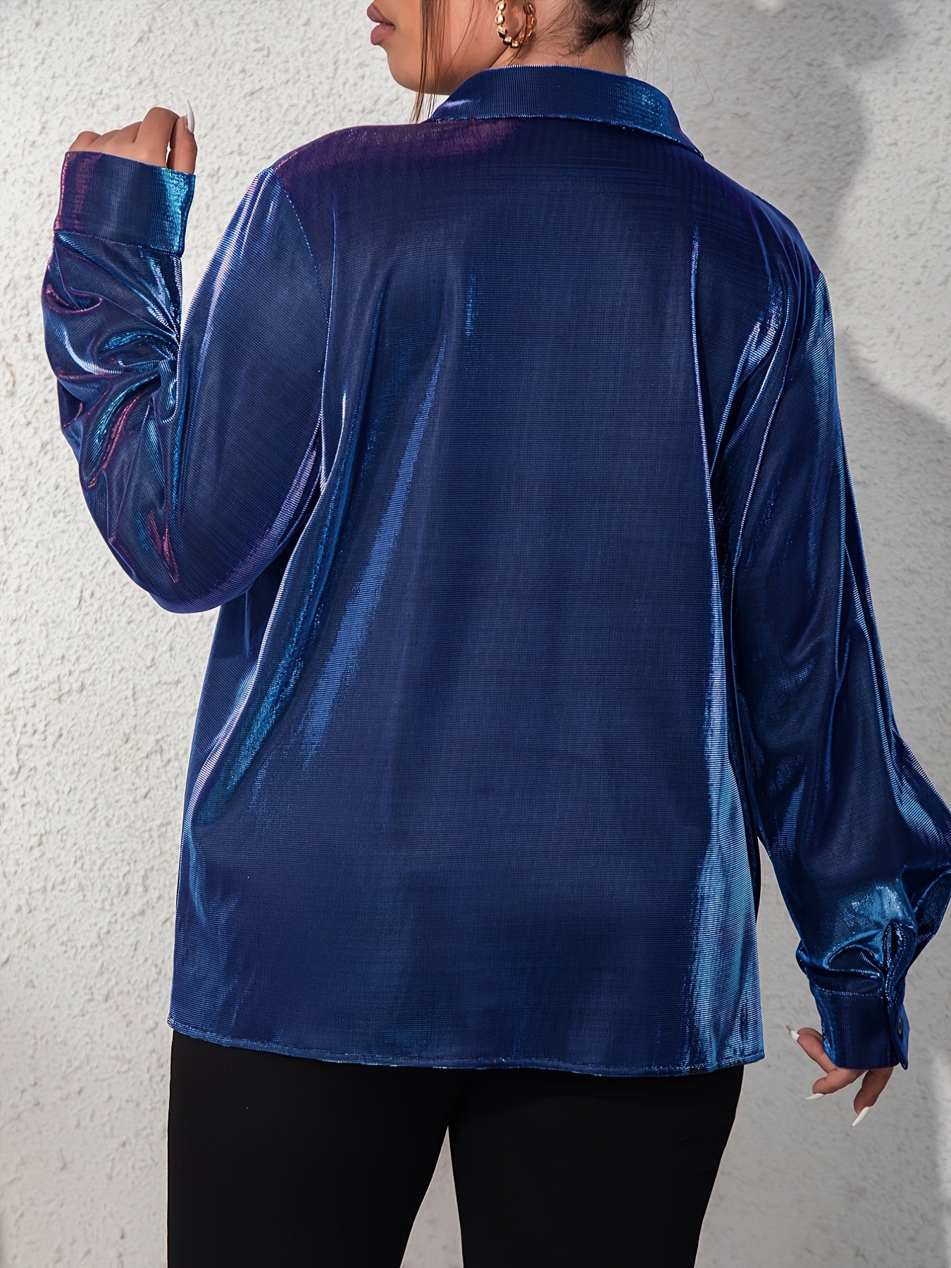 Satin Party Shirt Women's Plus High Stretch Shirt