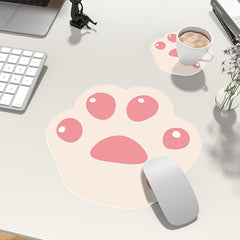 Yellow Faux Leather Mouse Pad Coaster Set for Desktop Computer