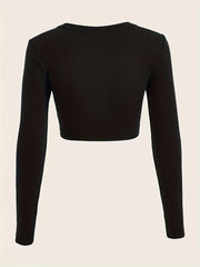 Solid Ribbed Lounge Tops Long Sleeve Crew Neck Top Women's Loungewear