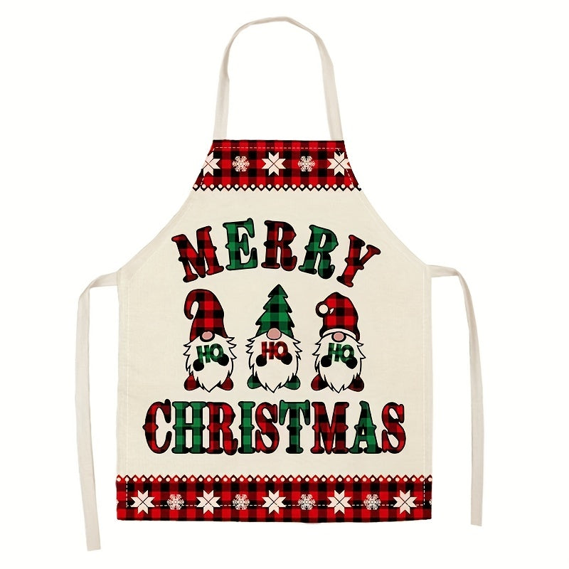 Christmas Linen Apron Unisex Adjustable Cooking Apron