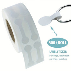 500pcs Roll Brown & Tag Stickers Jewelry Round Barbell Labels Dumbbell Labels
