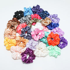 30pcs Solid Stain Hair Scrunchies for Women Girls - Soft Silk Scrunchie
