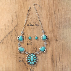Turquoise Decor Necklace & Earrings Set