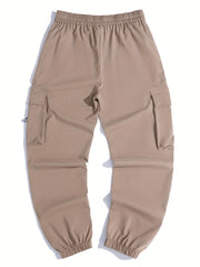 Stylish Letter Print Casual Cotton Mid Stretch Cargo Pants Men s Joggers