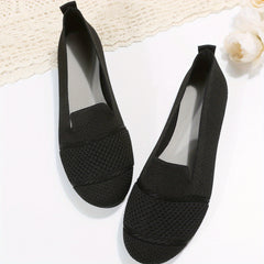 Women's Knitted Ballet Flats Soft Sole Slip On Shoes Almond Toe