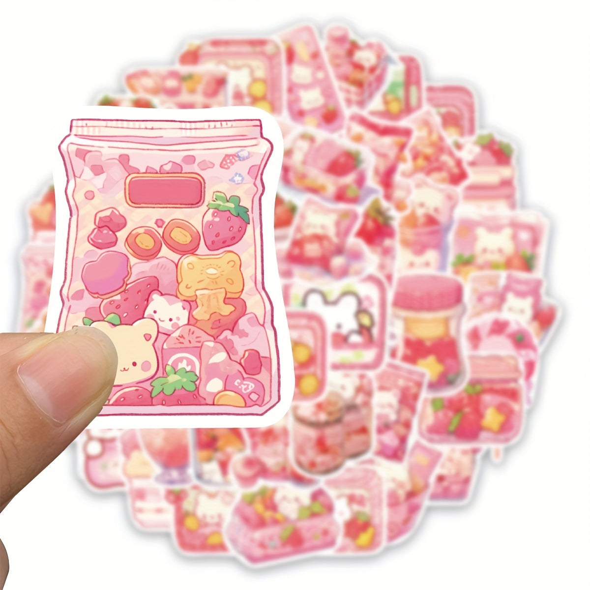 50pcs Pink Cartoon Dessert Waterproof Notebook Decorative Stickers