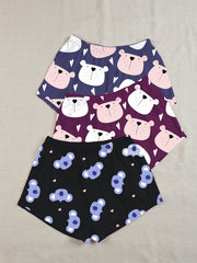 3 Cartoon Animal Lounge Bottoms Womens Shorts