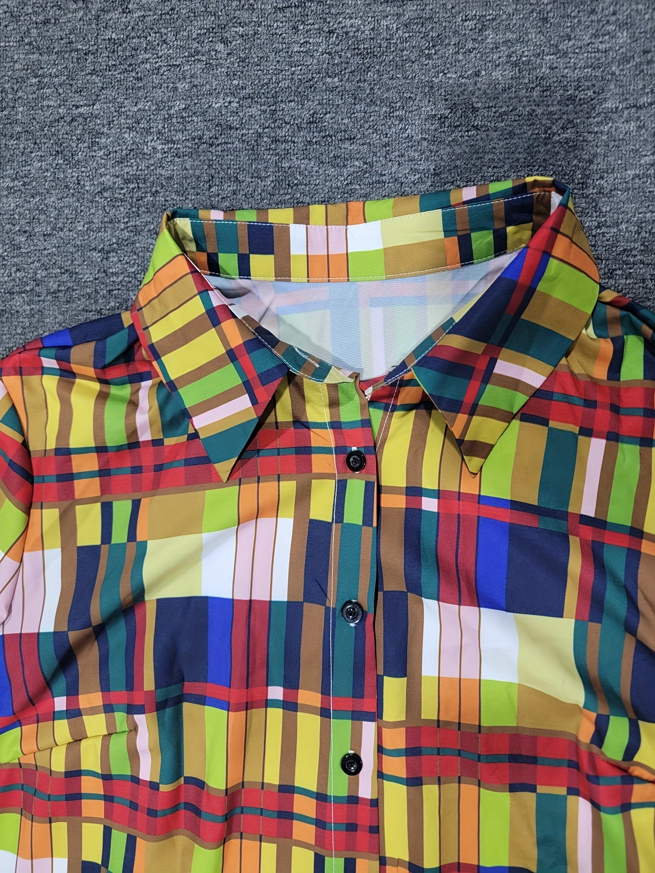 Plaid Print Long Sleeve Maxi Shirt Dress