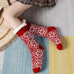 Christmas Snowflake Print Plush Socks