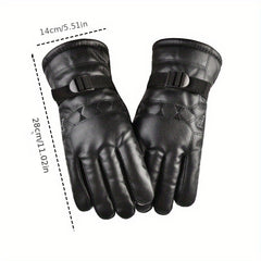 Velvet Warm Windproof Leather Riding Gloves Motorcycle Riding