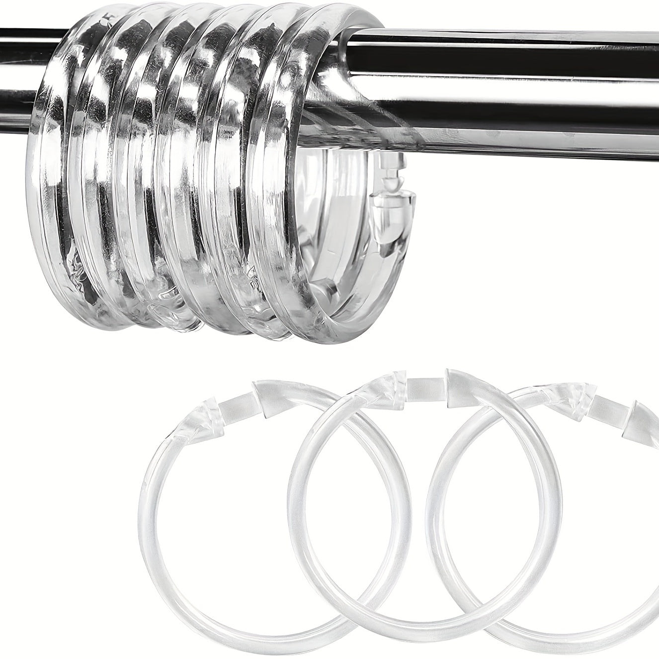 12pcs Transparent Plastic Shower Curtain Hooks O ring Bathroom Accessories