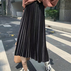 High Waist Pleated Skirt Casual Women's Clothing