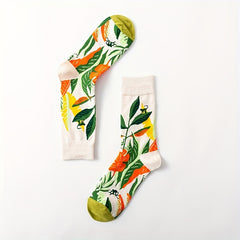 5 Pairs Floral Print Socks Women's Mid Tube Stockings