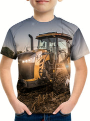 Kids Trucker 3D Print Casual T shirt Graphic Sports Tees