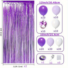 109pcs Purple Sequin Latex Balloon Set Holiday Gathering Shooting Props