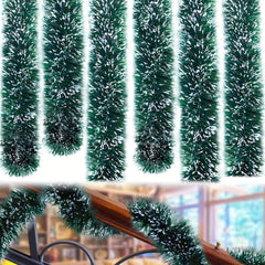 Green Snowy Garland Artificial Christmas Pine Streamers for Ceiling Decorations