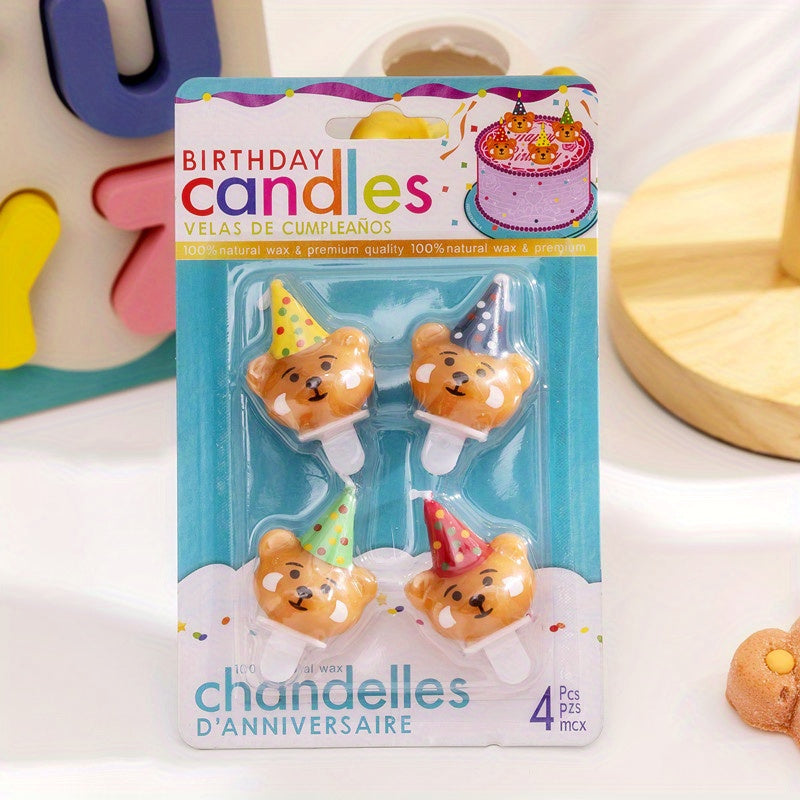 Teddy Bear Birthday Candles Cupcake Topper for Celebrations
