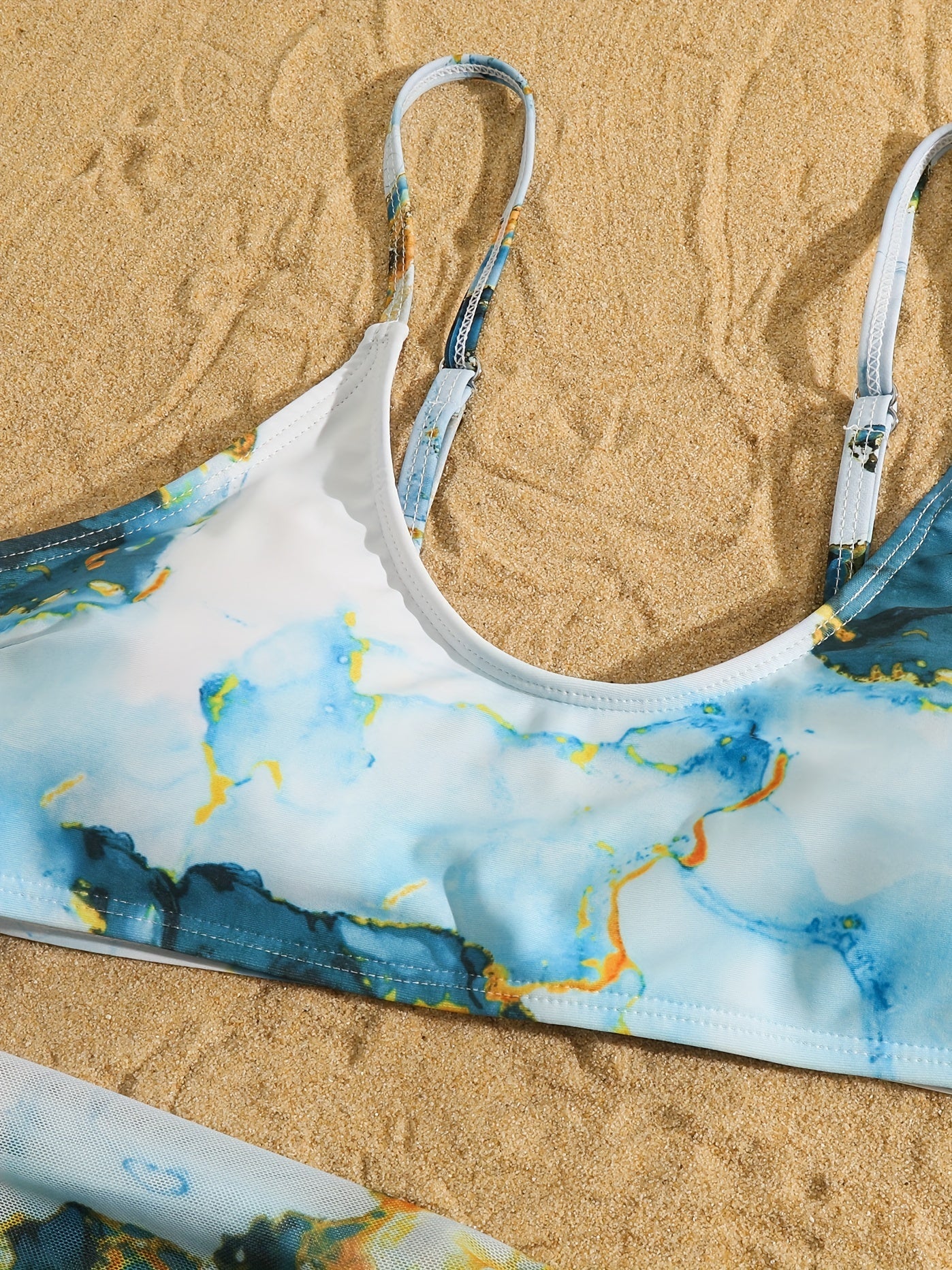 Marble Graphic Swimsuits & Cover Up Set for Mother and Daughter