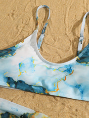 Marble Graphic Swimsuits & Cover Up Set for Mother and Daughter