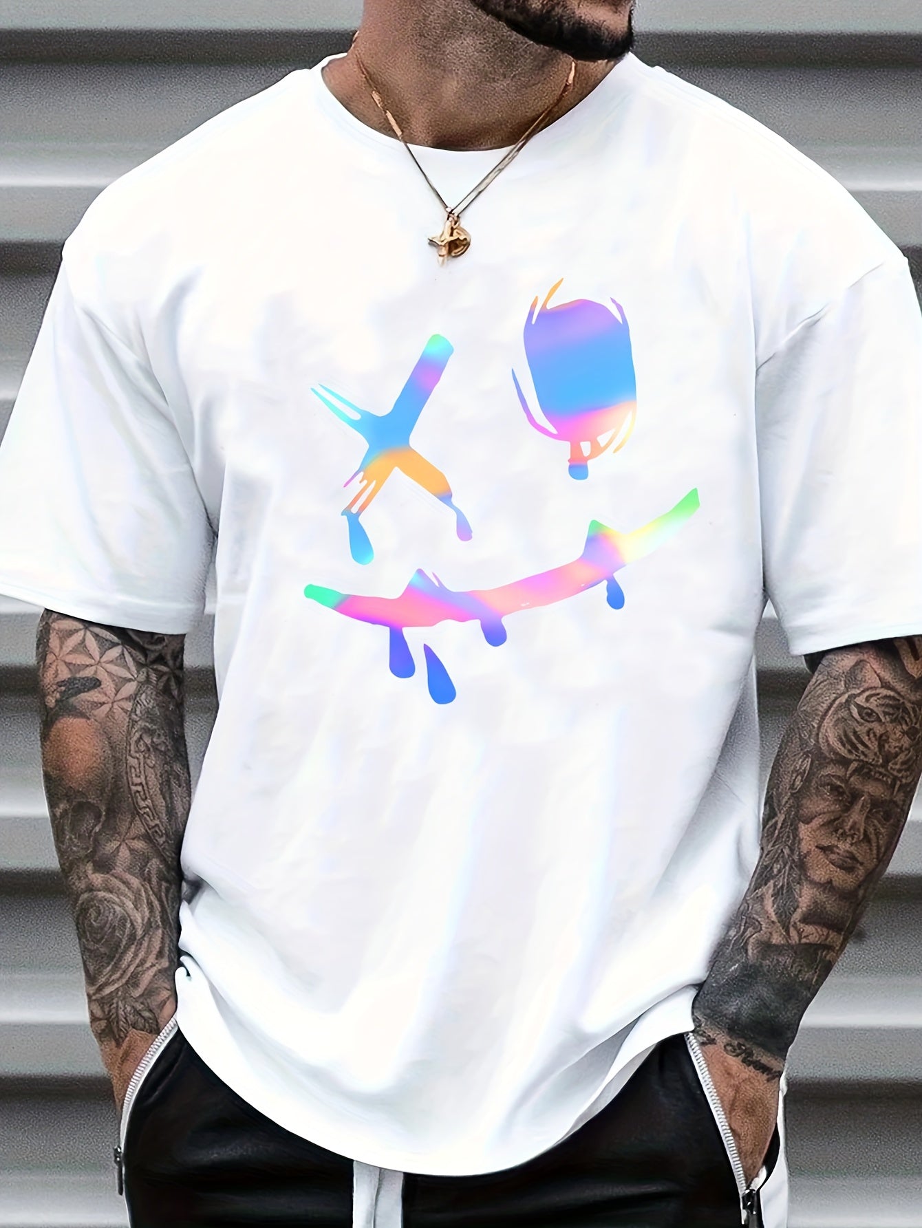 Big Smile Graphic T shirt Casual Comfy Tee For Men