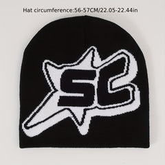 Y2K Jacquard Hip Hop Knit Beanie Hat Unisex Warm Couple Skull Hats