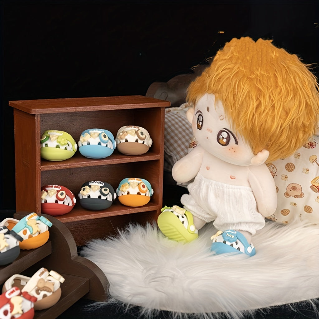 1 Pair 7.87-inch Plush Doll Accessories Doll Hole Shoes Baby Doll Slippers