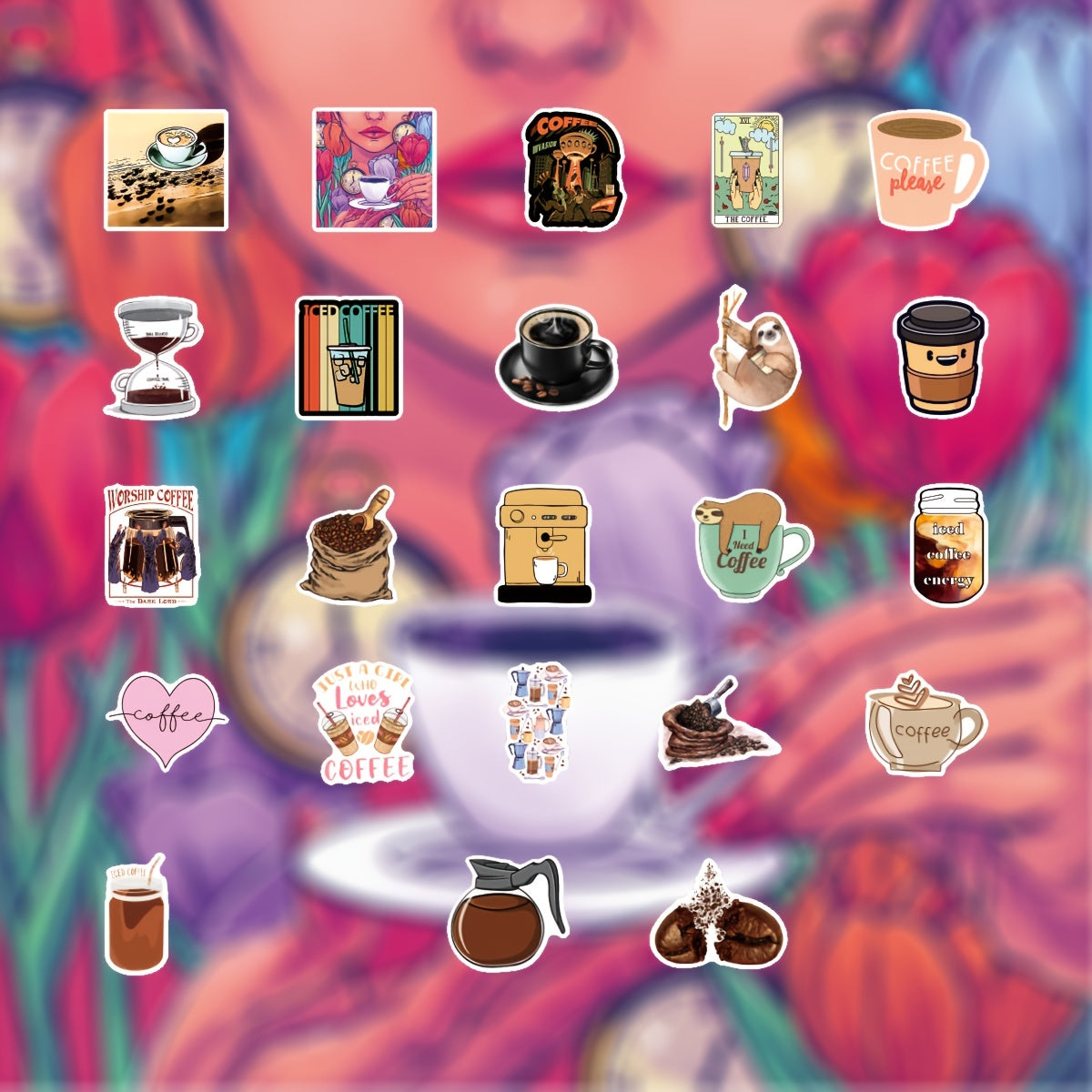Coffee Vinyl Waterproof Stickers Laptop Water Bottles Car Decals
