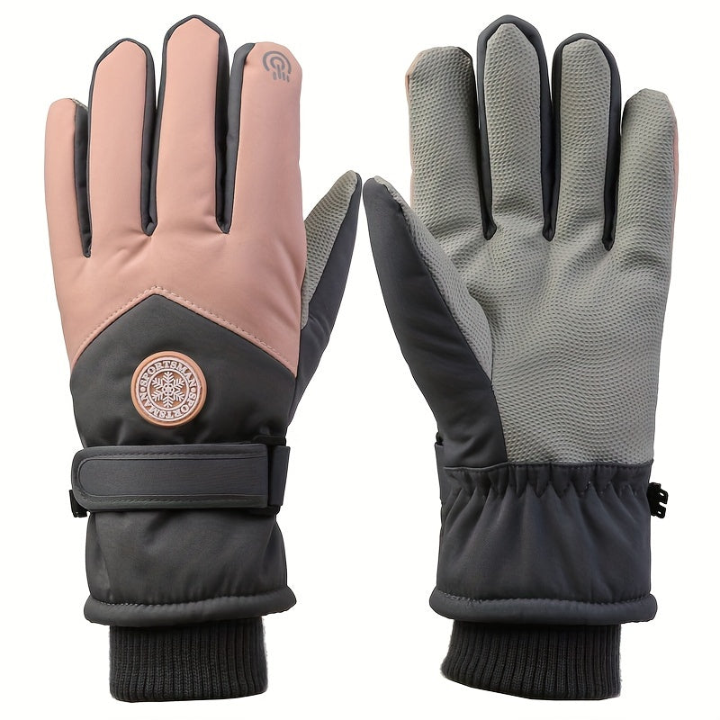 Winter Velvet Thickened Warm Gloves Windproof Waterproof Non slip Gloves