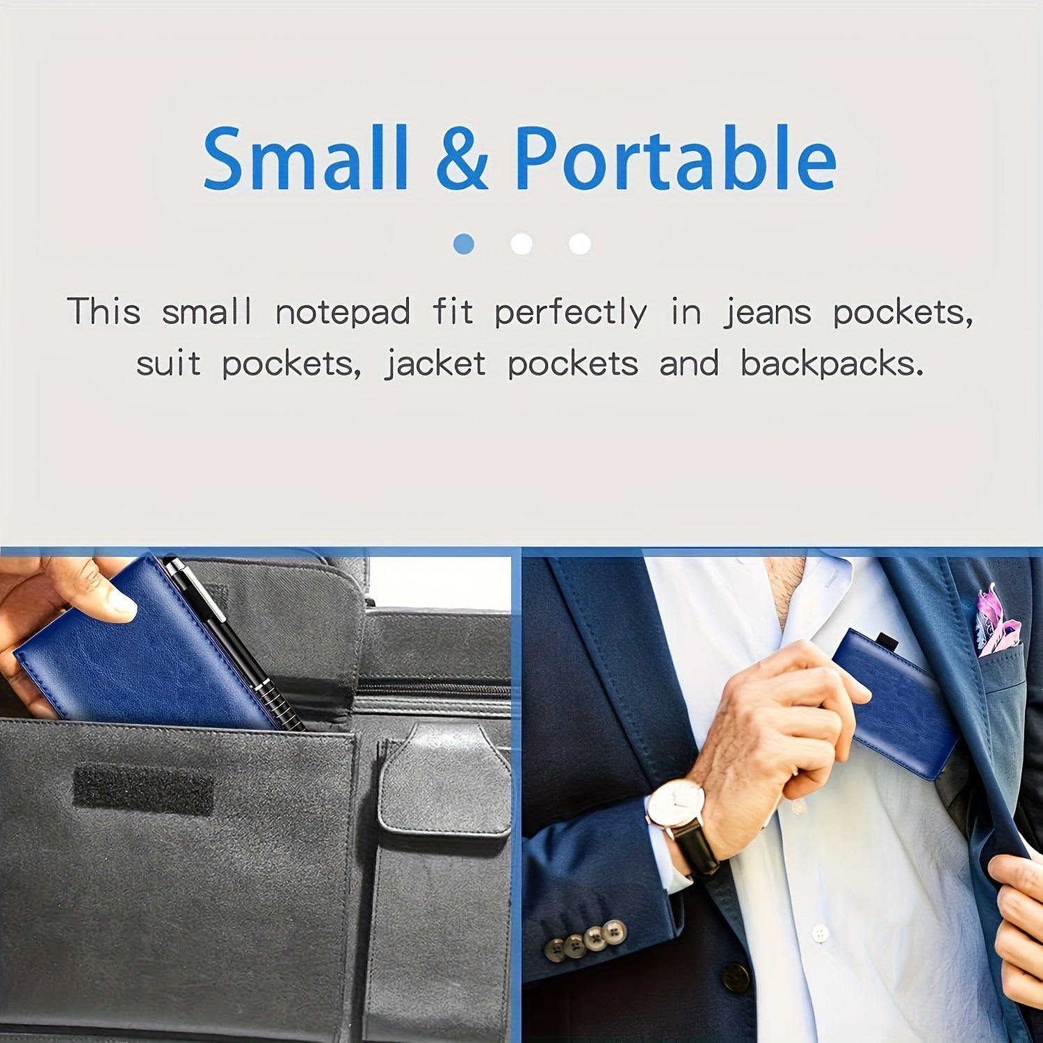 Faux Leather Pocket Notebook Set with Pen - Portable Mini Notebook