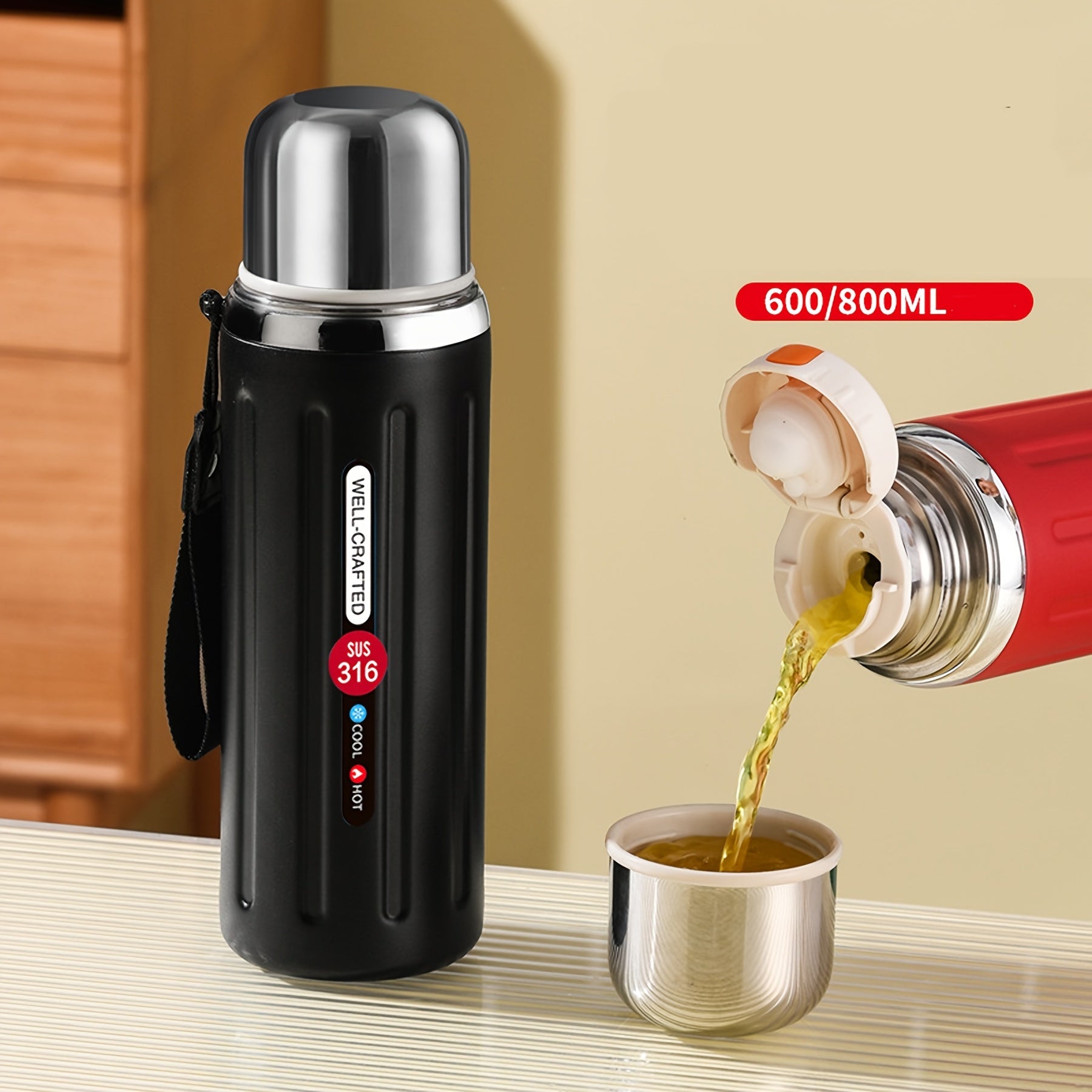 Stainless Steel Insulation Cup Sports Water Bottle 800ml