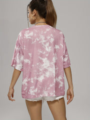 Tie Dye Crew Neck Sports T Shirt Short Sleeve Casual Summer Tee Women's Top