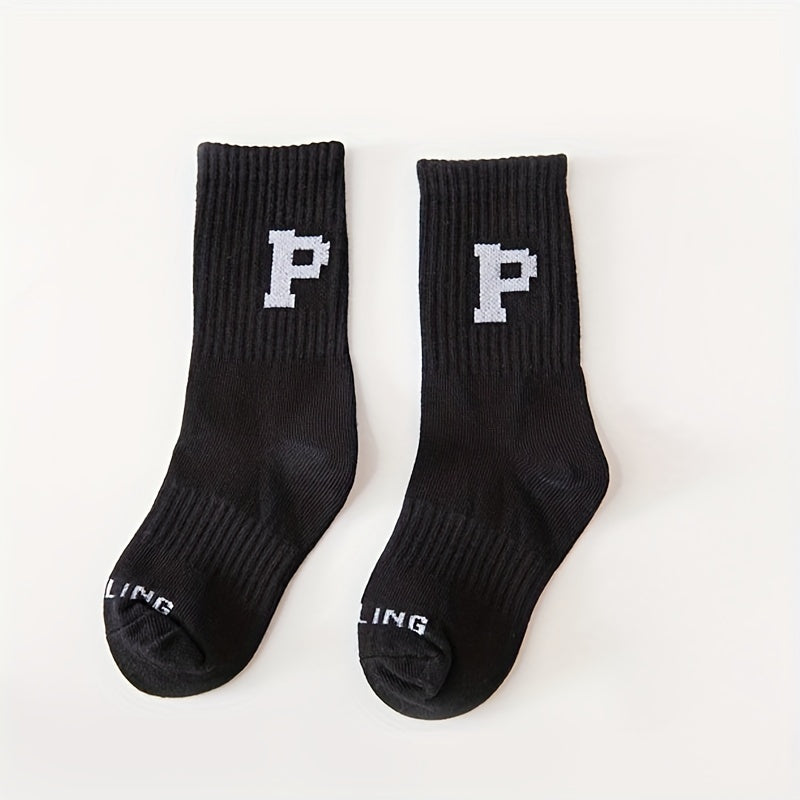 4 Pairs Kids Cotton Socks Printed High Tube Breathable All seasons