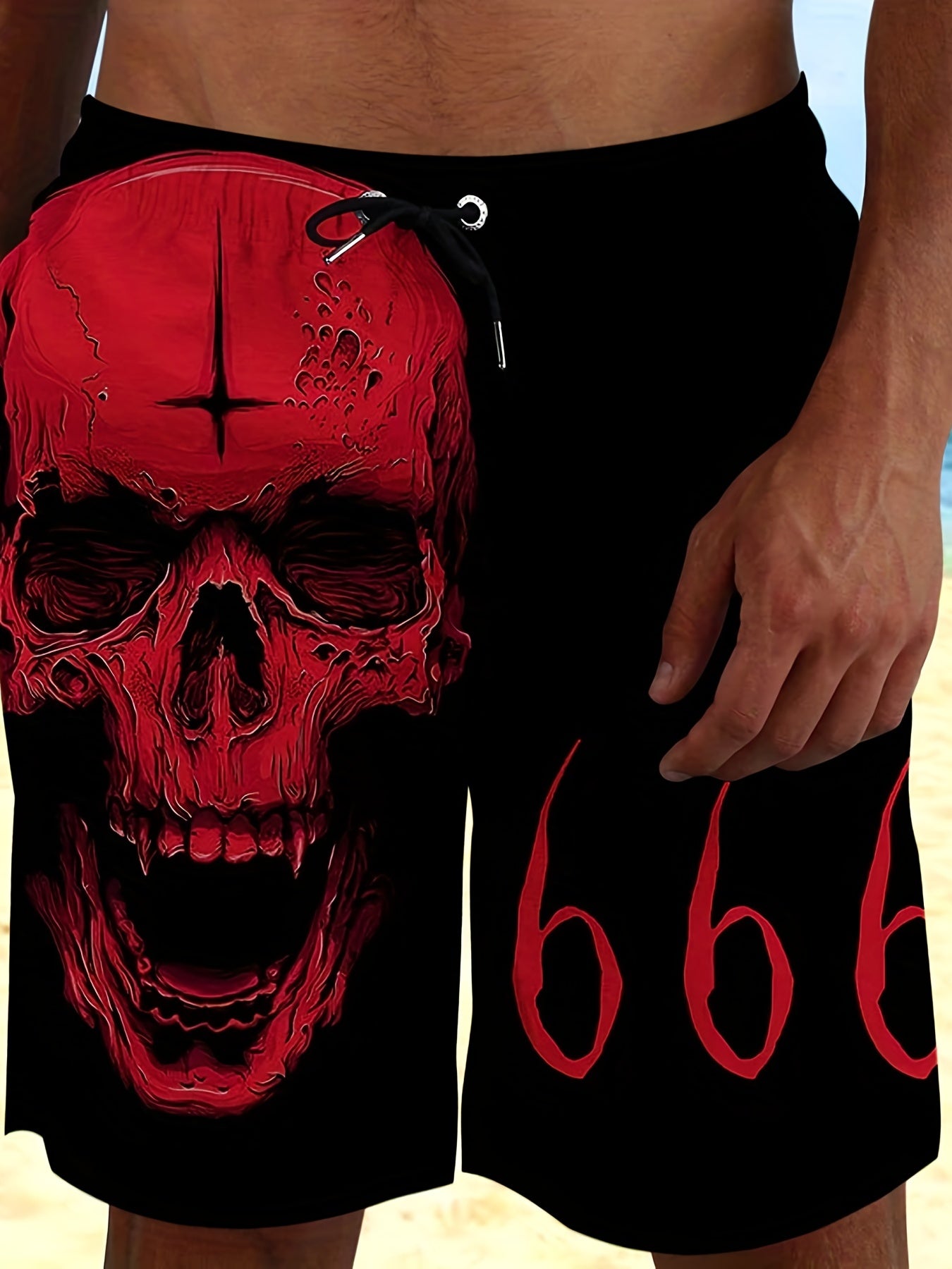 Halloween Skull Pattern Men's Casual Stretch Shorts