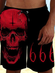 Halloween Skull Pattern Men's Casual Stretch Shorts