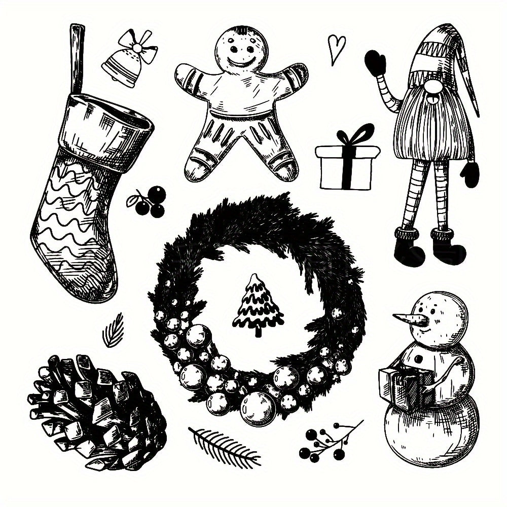 Christmas Clear Stamps For Card Making Santa Snowman Snowflake Blessing Words