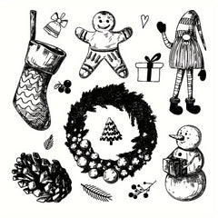 Christmas Clear Stamps For Card Making Santa Snowman Snowflake Blessing Words