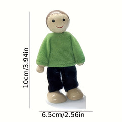 Wooden Articulated Family Portrait Doll Set Various Figures Christmas Decor