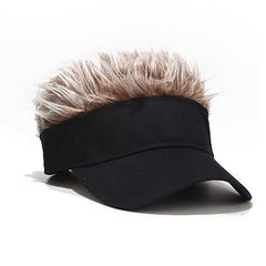 Adjustable Sun Visor Hat with Wig Spiked Hairs Cap