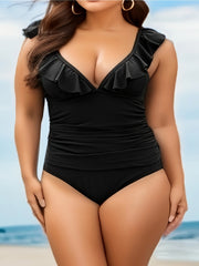 Ruched V Neck Tankini Set