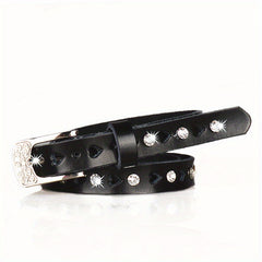 Rhinestone Thin Belt Heart Hollow Solid Jeans Pants Belts Women Men Coat